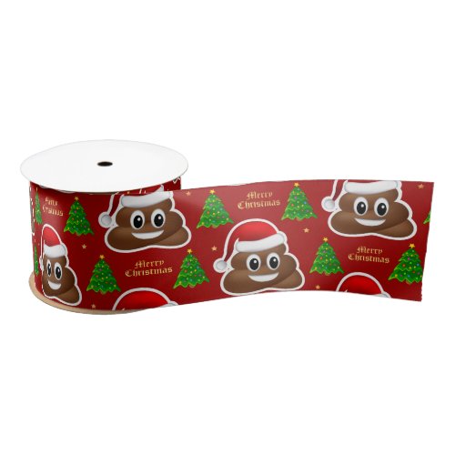 christmas poo emoji with santa hat ribbon