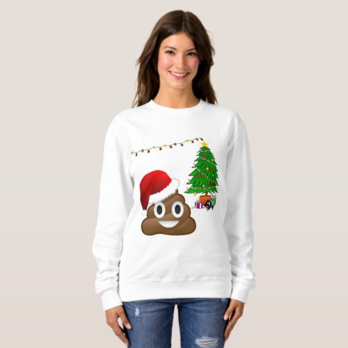 christmas poo emoji womens sweatshirt