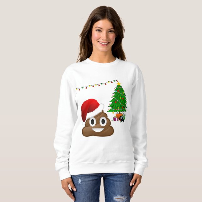 christmas poo emoji womens sweatshirt (Front Full)