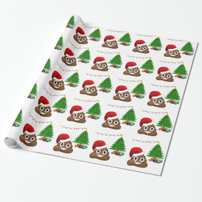 christmas poo emoji wrapping paper (Unrolled)