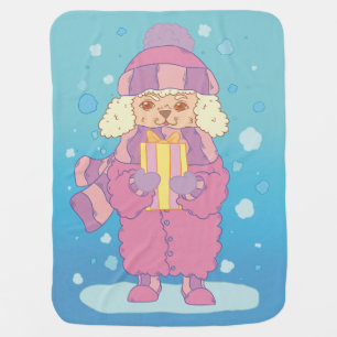 Christmas Poodle Baby Blanket