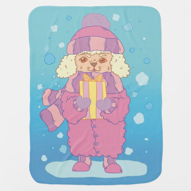 Christmas Poodle Baby Blanket (Front)