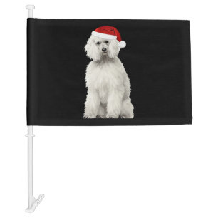 Christmas Poodle Christmas Tree Dog Puppy Watercol Car Flag