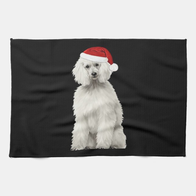 Christmas Poodle Christmas Tree Dog Puppy Watercol Kitchen Towel (Horizontal)