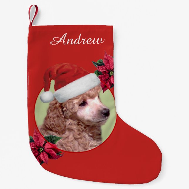 Christmas Poodle dog personalized stocking (Front)