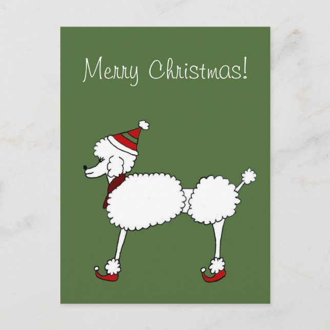 Christmas poodle dog postcard (Front)