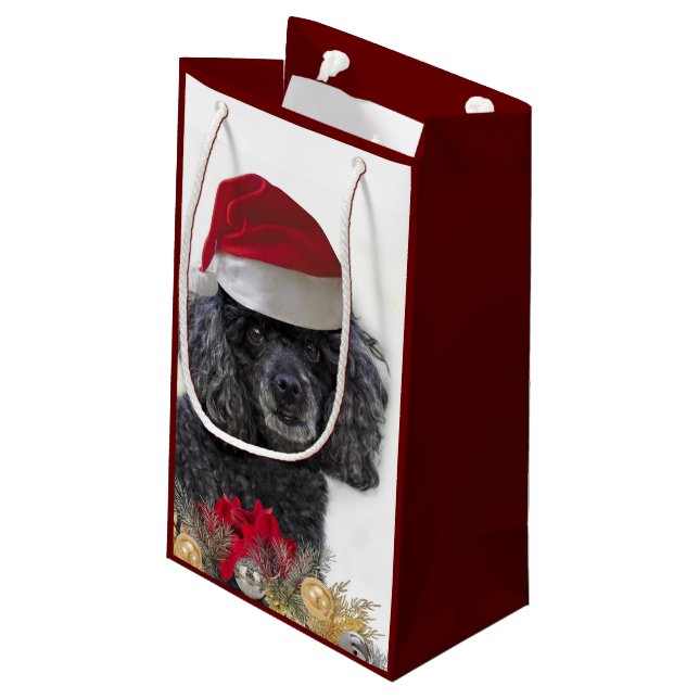 Christmas poodle dog small Gift Bag (Back Angled)