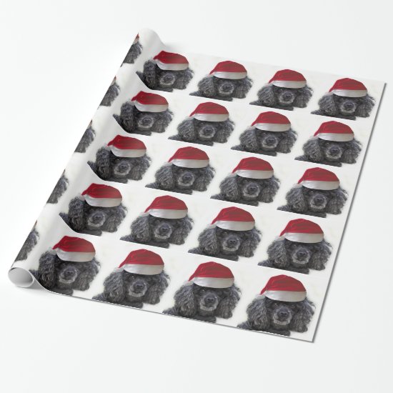 Christmas poodle dog wrapping paper