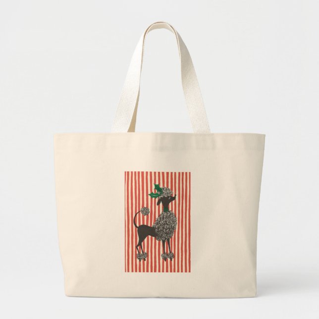 Christmas Poodle Large Tote Bag (Front)