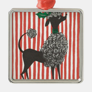 Christmas Poodle Metal Ornament