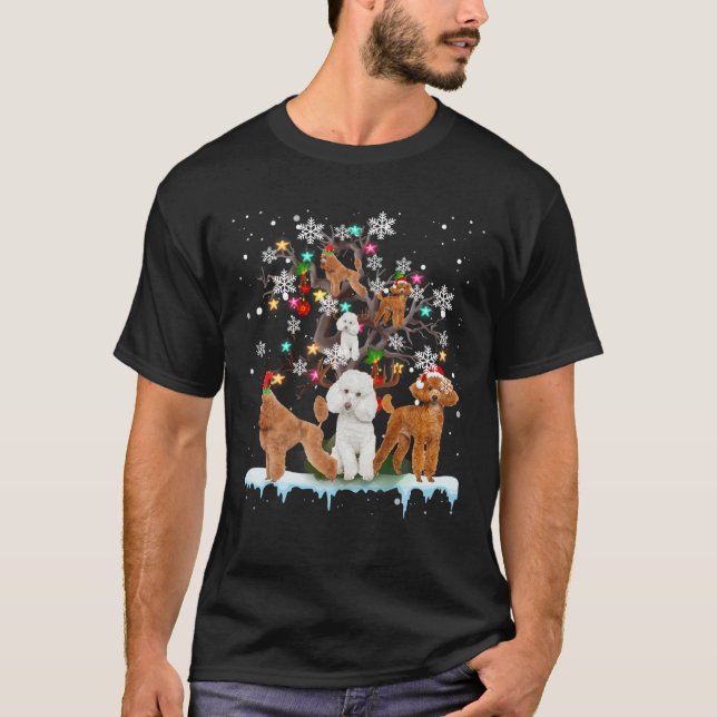 Christmas Poodle On Tree Santa Poodle Dog Lover Gi T-Shirt (Front)