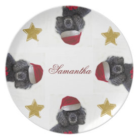 Christmas poodle personalized holiday plate