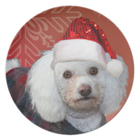 Christmas poodle plate
