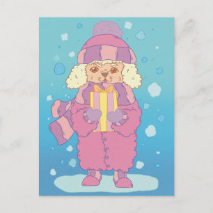 Christmas Poodle Postcard