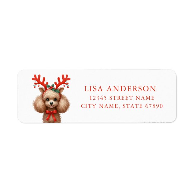 Christmas Poodle Return Address Labels (Front)