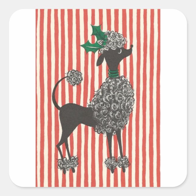 Christmas Poodle Square Sticker (Front)