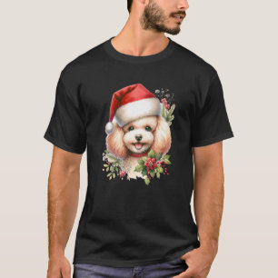 Christmas Poodle Toy Dog Watercolor Artwork Premiu T-Shirt