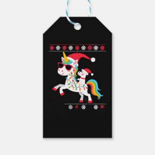 Christmas Poodle Unicorn Sunglasses Poodles T-Shir Gift Tags