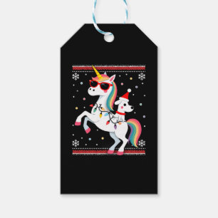 Christmas Poodle Unicorn Sunglasses Poodles T-Shir Gift Tags