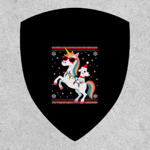 Christmas Poodle Unicorn Sunglasses Poodles T-Shir Patch