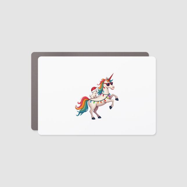 Christmas Poodle Unicorn Sunglasses Poodles Tank T Car Magnet (Front)