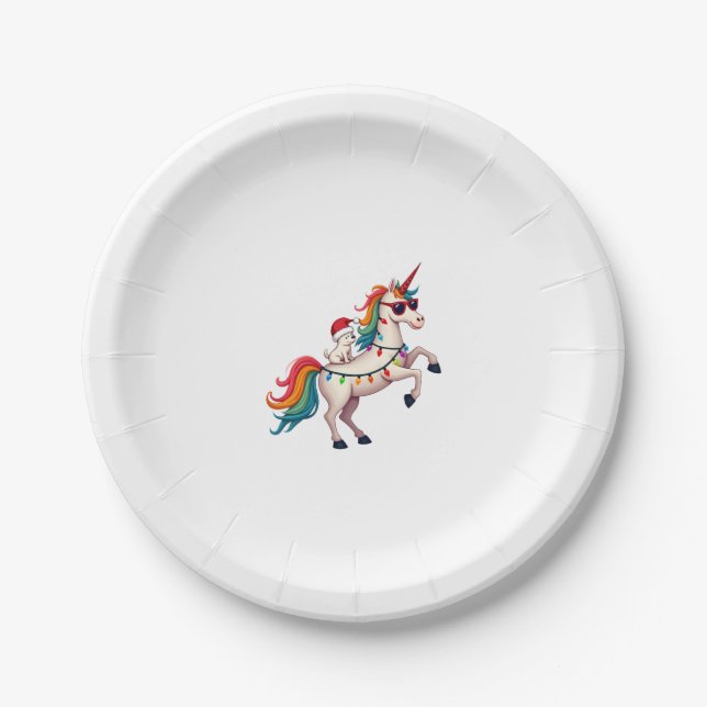 Christmas Poodle Unicorn Sunglasses Poodles Tank T Paper Plates (Front)