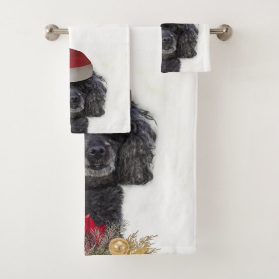 Christmas Poodlel  set of bath towels