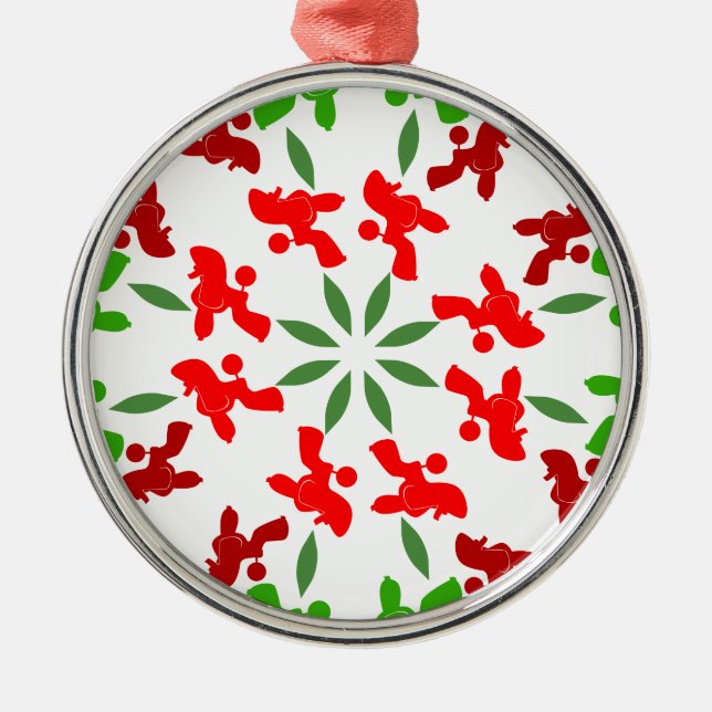 Christmas Poodles Metal Ornament (Front)