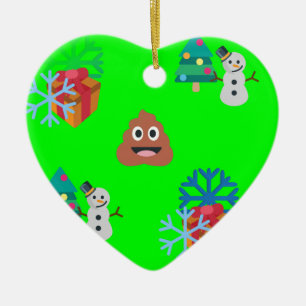 christmas poop emoji ceramic ornament