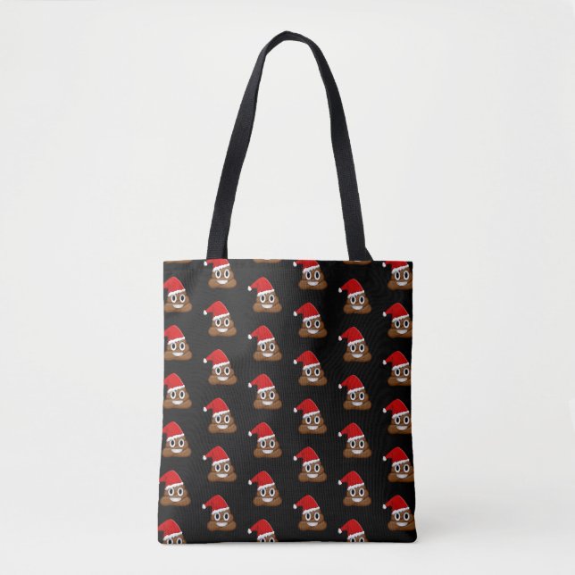 Christmas poop emoji Cute Funny Tote Bag (Front)
