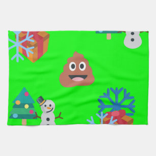 christmas poop emoji kitchen towel