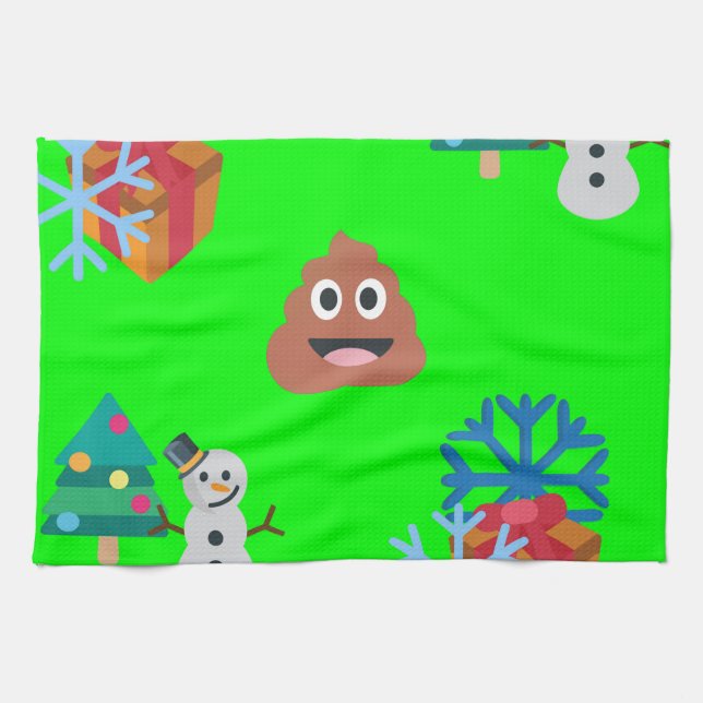 christmas poop emoji kitchen towel (Horizontal)