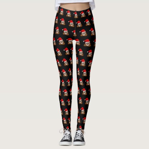 Christmas poop emoji pattern leggings