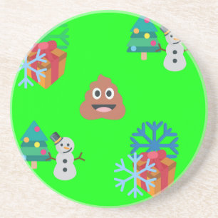 christmas poop emoji sandstone coaster
