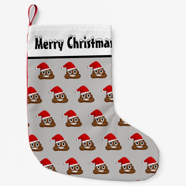 Christmas poop emoji small christmas stocking (Front)