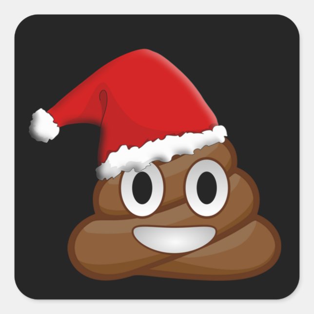 Christmas poop emoji square sticker (Front)