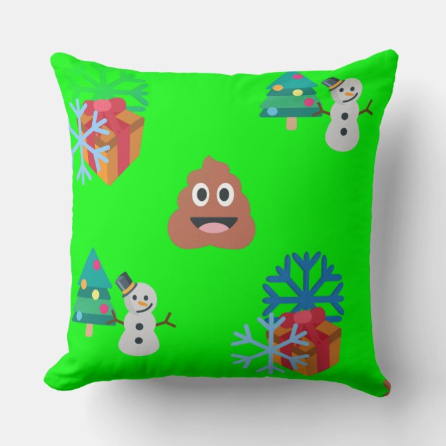 christmas poop emoji throw pillow (Front)