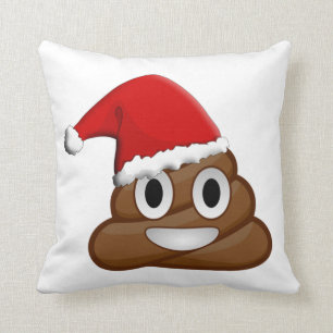 Christmas poop emoji throw pillow