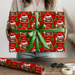 christmas poop emoji with santa hat wrapping paper<br><div class="desc">Cute happy Christmas / Santa poo emoji christmas emoji with red Santa hat on res background Christmas wrapping paper you can change the color to your favorite.</div>