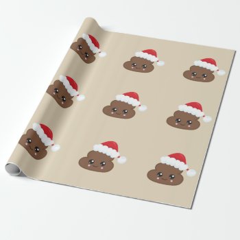 Christmas Poop Emoji Wrapping Paper (brown) by MishMoshEmoji at Zazzle