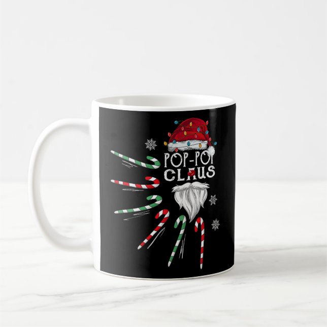 Christmas Pop Pop Claus Pop Pop Beard Candy Cane Coffee Mug (Left)