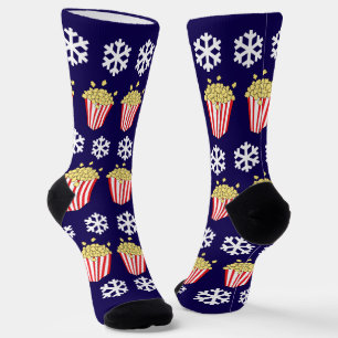 Christmas Popcorn Movie Night Novelty Festive Socks