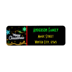 Christmas Popular Neon Holiday Collection Label