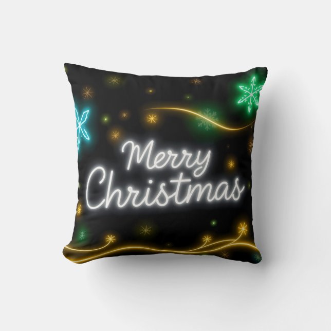 Christmas Popular Neon Holiday Collection Throw Pillow (Front)