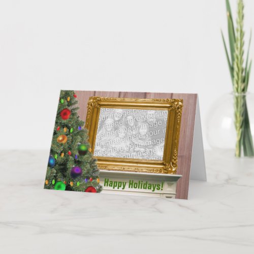 Christmas Portrait on Mantelpiece Holiday Card