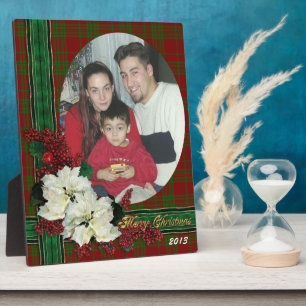 Christmas portrait photo plaque plaid