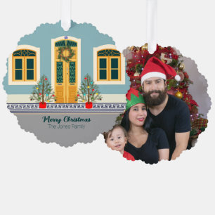 Christmas Portuguese Festive House Ornament Card
