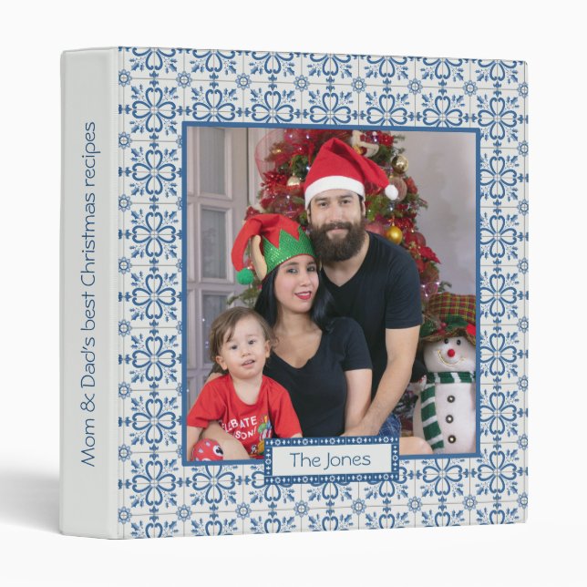 Christmas Portuguese holy tiles Recipe organizer 3 Ring Binder (Front/Spine)