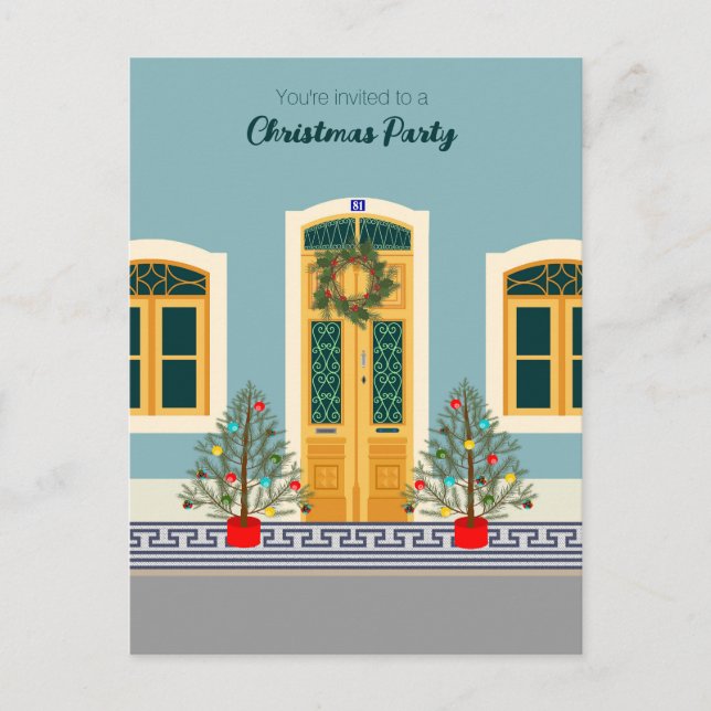  Christmas Portuguese House party invitation Postcard (Front)