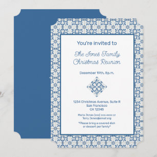 Christmas Portuguese Tiles Holly leaves frame Invitation